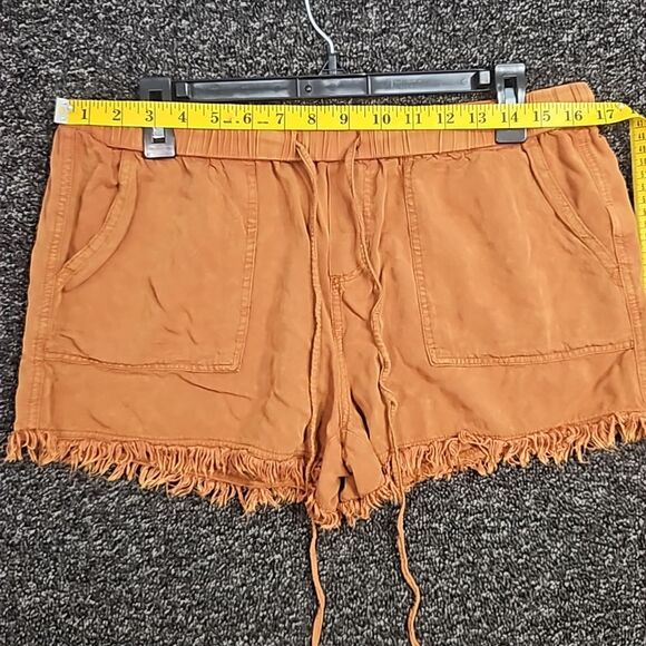 EE:Some Womens Large Shorts Copper Pockets Boho Hippie Drawstring Fringed - Picture 4 of 8